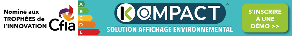 Kompact nominé aux Trophées de l'innovation CFIA 2023 : solution inédite de calculs d'impact et d'affichage environnemental pour les industriels de l'agroalimentaire, fruit du partenariat Keendoo et O2m.